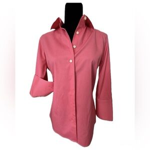 Lands’ End Pink Button Down Shirt Small Classic Cotton Blouse Workwear Preppy